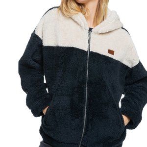 NWT ROXY Cruise Control Colorblock Cozy Sherpa Zip Hoodie